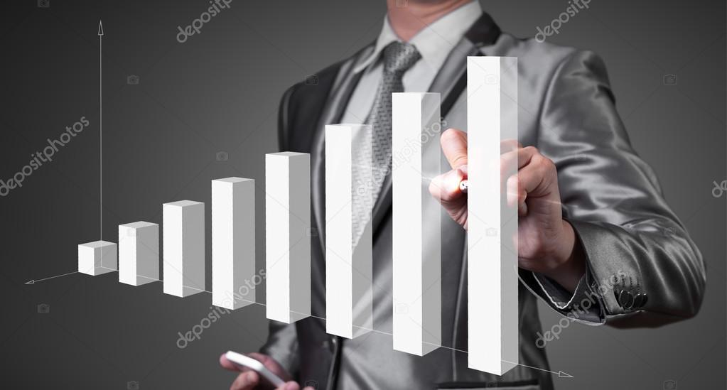 businessman working with digital chart, business improvement con