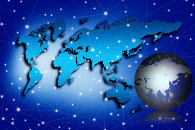 Küreselleşme kavramı, dots bağlama ile dünya harita görüntüsü