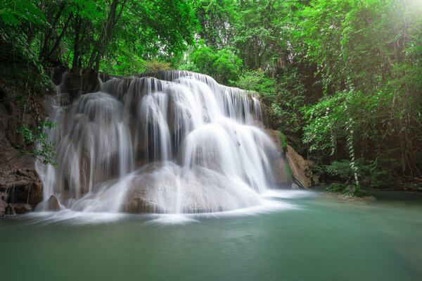 Deep forest waterfall at Huay Mae Kamin waterfall National Park