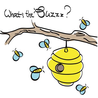 Bees with Beehive vector drawing clipart