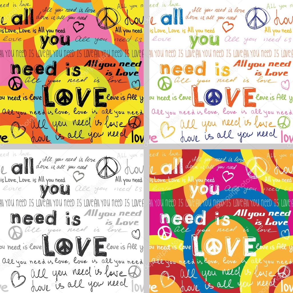 All You Need Is Love(Set of 4 Seamless Backgrounds with Hand Written Text)