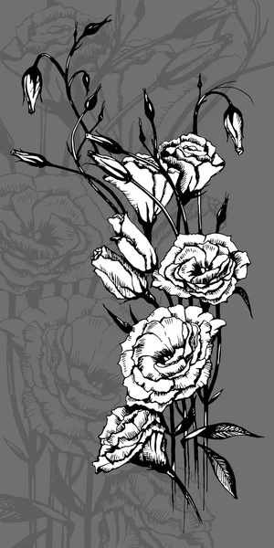Carte dessinée à la main avec des fleurs d'eustomie blanches — Image vectorielle