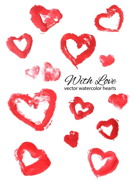 Watercolor hand-drawn hearts collection — Stock Vector