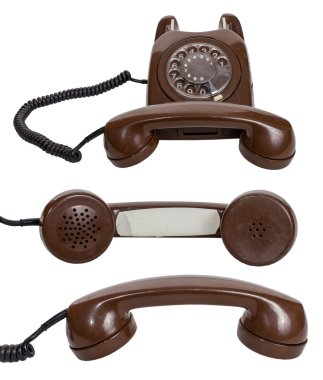 Beyaz arka plan üzerinde izole retro döner telefon