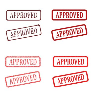 Beyaz arkaplanda kırmızı onaylı kare pul koleksiyonu