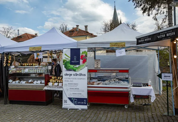 Targu Mures Mures Romania Abril 2021 Imágenes Feria Productos Tradicionales —  Fotos de Stock