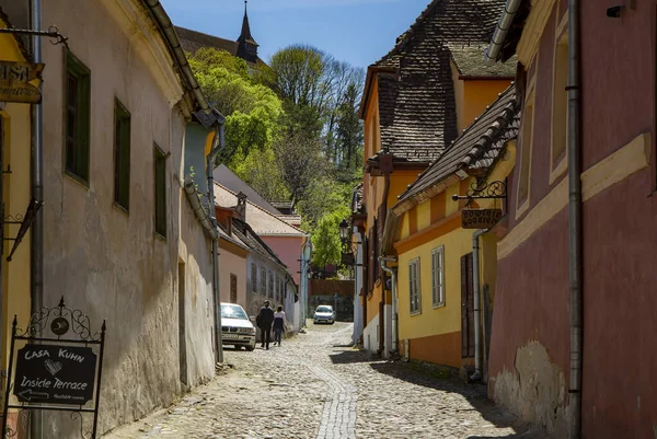 Sighisoara Mures Romania Mai 2021 Vedere Strada Sighisoara Transilvania — Fotografie, imagine de stoc