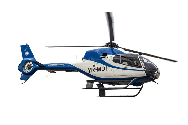 Kleine Helikopter Vlucht Geïsoleerd Witte Achtergrond — Stockfoto
