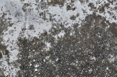 Arka planda beton dokusu olan eski gri beton duvar. Kopyalama alanı ile ön görünüm.