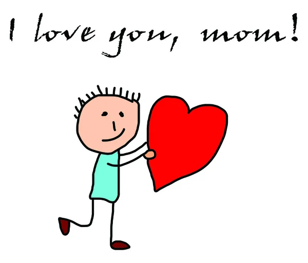 Çocuklar çizim - anne günü tebrik kartı