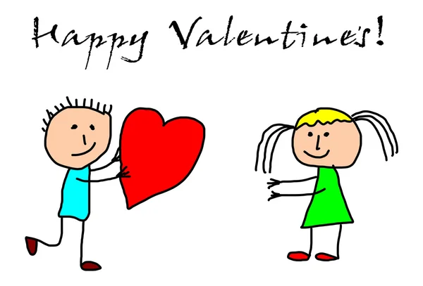 çocuklar çizim - Sevgililer günü