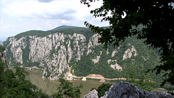 Beautiful landscape on the Danube Gorge — Stock Video