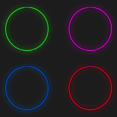 Farklı parlayan neon halkalar izole edildi. 