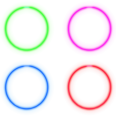 Farklı parlayan neon halkalar izole edildi. 