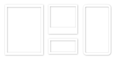 Saydam arkaplanda gölgeli beyaz çerçeve koleksiyonu.