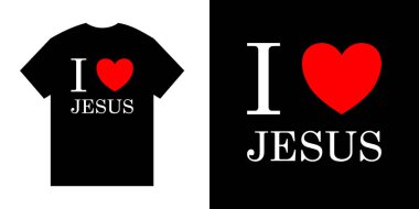 İzole edilmiş basılı tişört için İsa 'yı seviyorum.