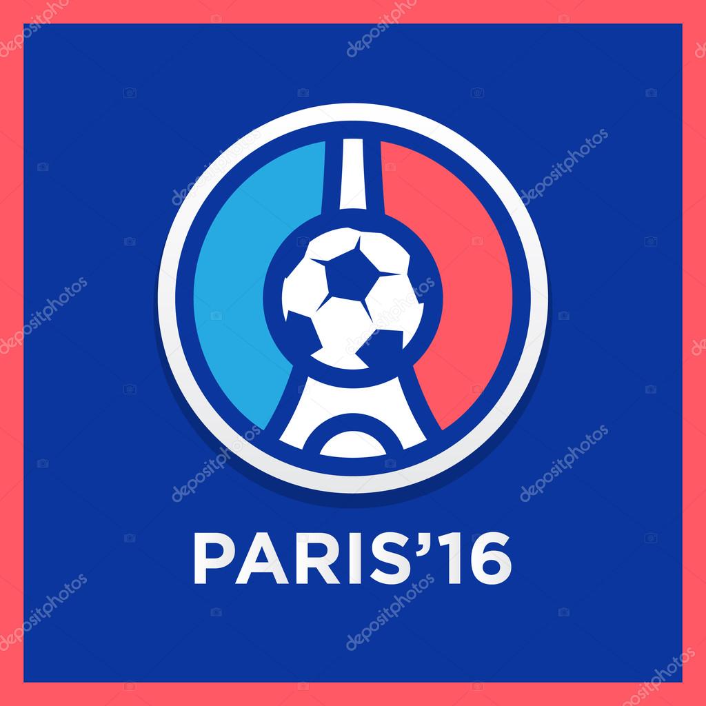 Football or soccer France Euro 2016 logos. Eiffel Tower Logo Paris. Icon design. Vector Illustration