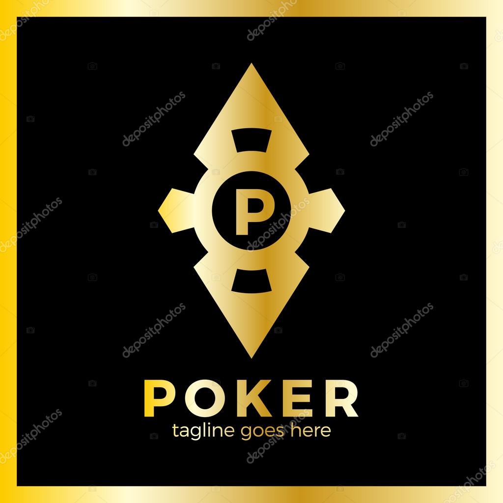 Poker Casino Logo - Rhomb. Luxury, royal metal gold