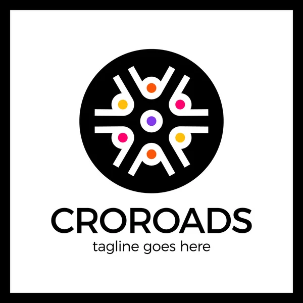 Logotype de carrefour de roues — Image vectorielle