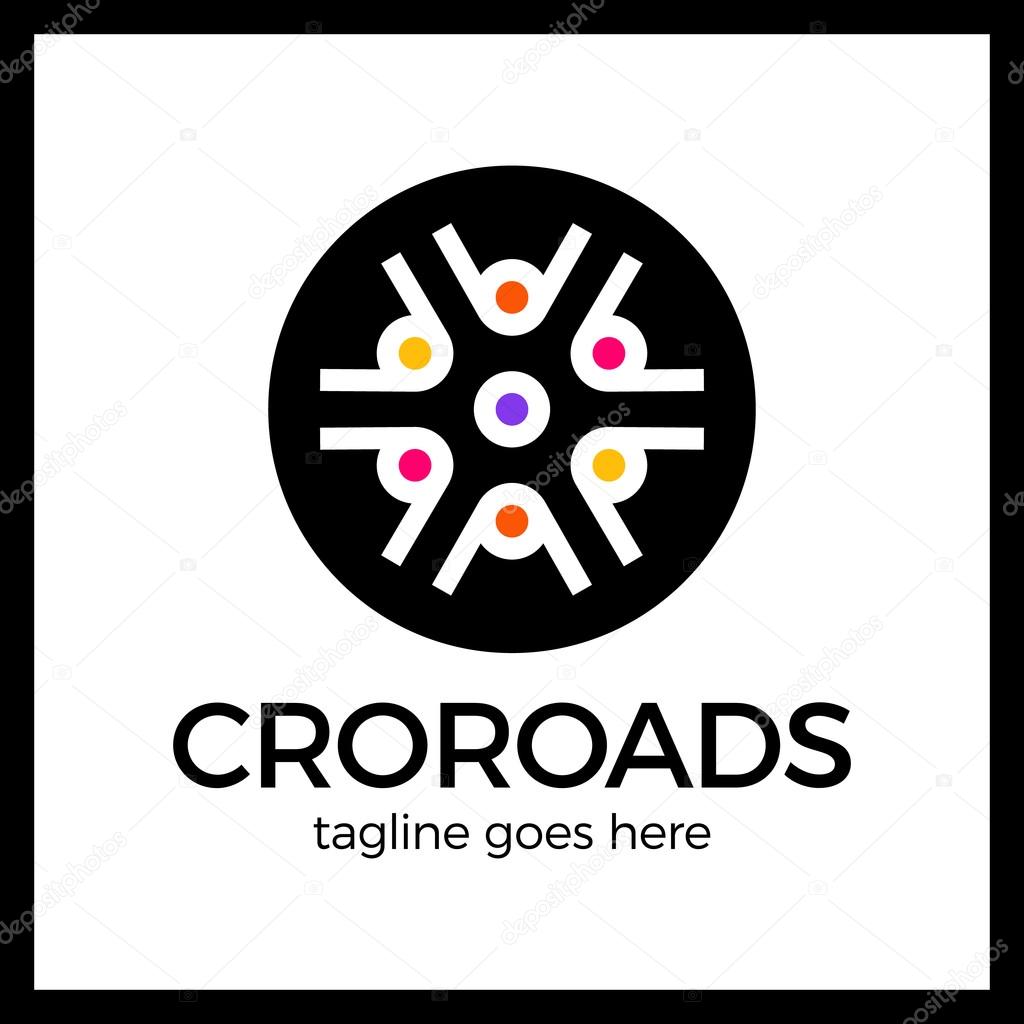 Crossroad Logo. Wheel, community, arrow black