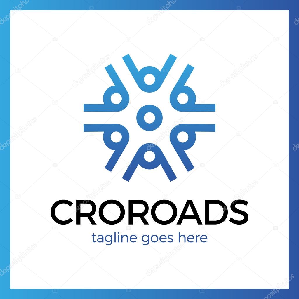 Crossroad Logo. Wheel, community, arrow