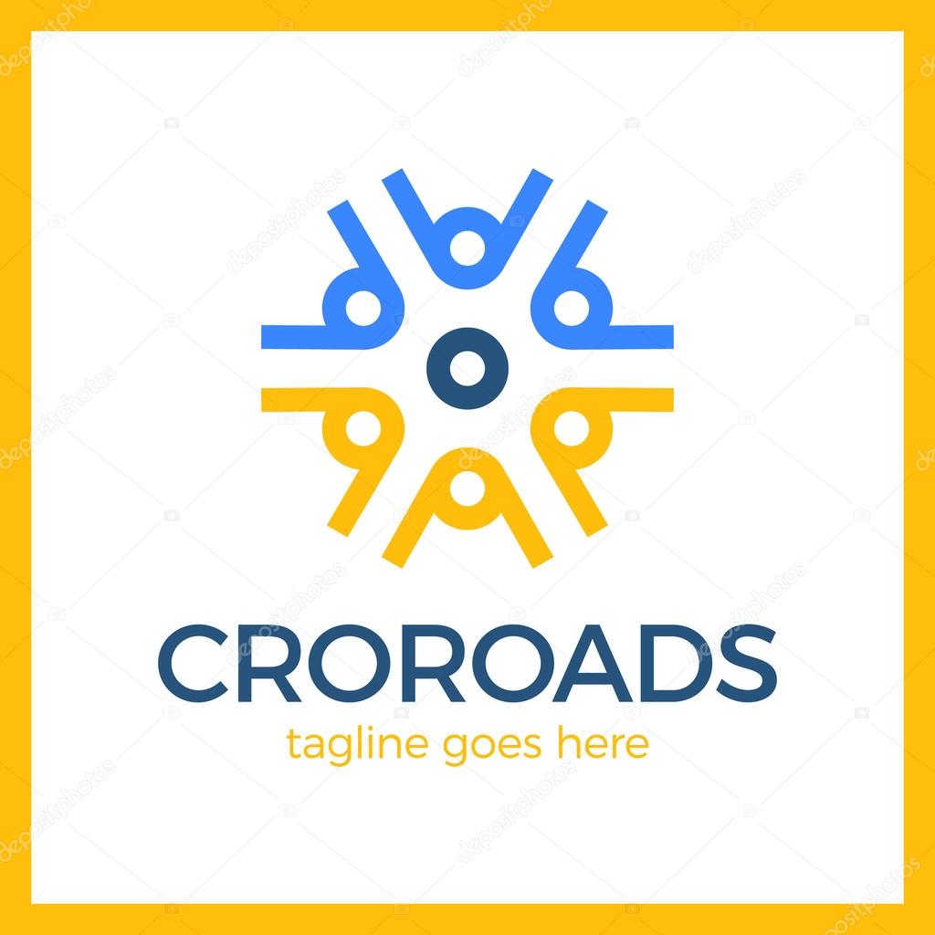 Crossroad Logo. Wheel, community, arrow