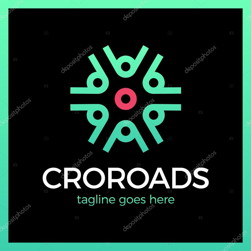 Crossroad Logo. Wheel, community, arrow