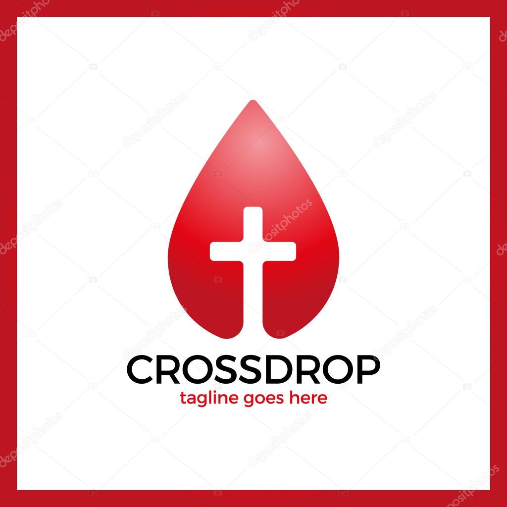 Cross Drop Logo - Christ Blood Logotype.