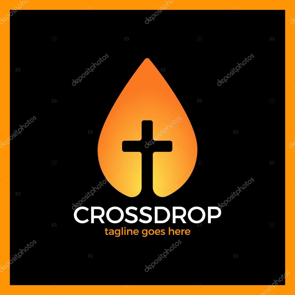 Cross Drop Logo - Christ Blood Logotype.