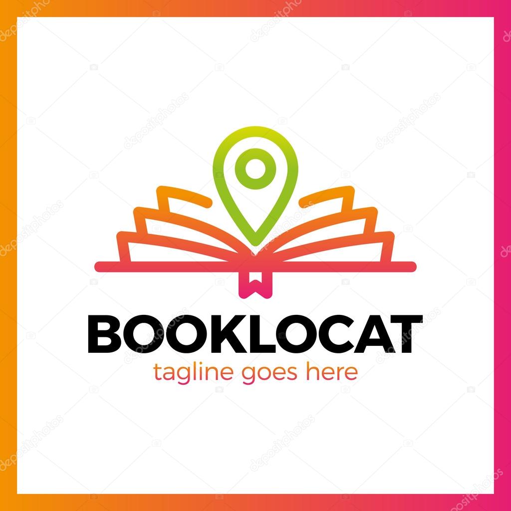 Open Line Book Location Pin Logotype