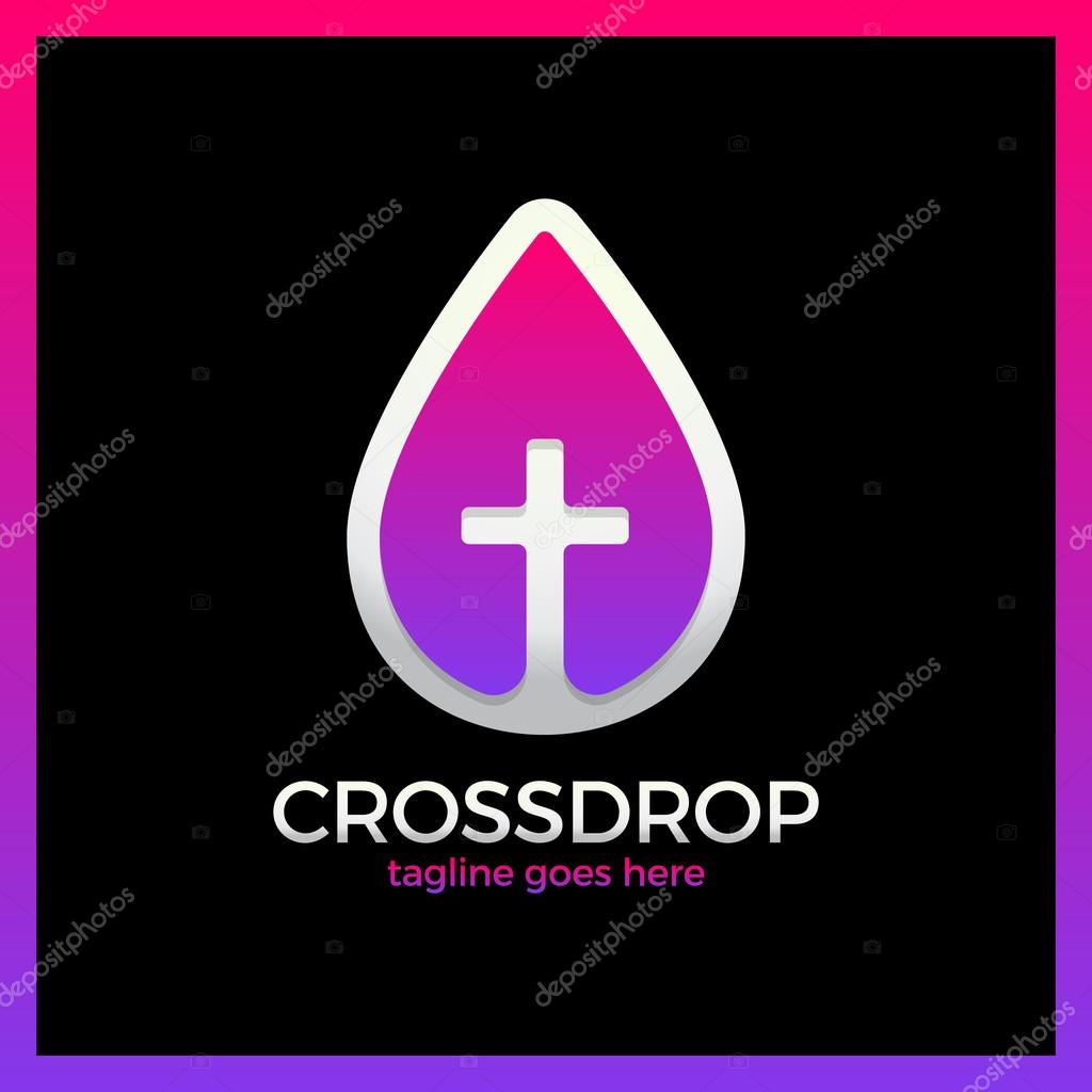 Cross Drop Logo - Christ Blood Logotype.