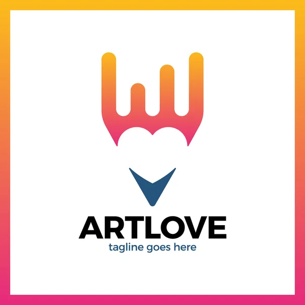 Logotipo de lápis de arte amor —  Vetores de Stock