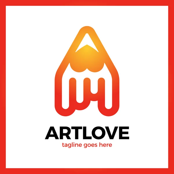 Amore arte matita logo — Vettoriale Stock