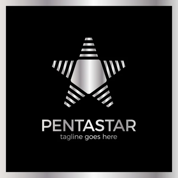 Logo estrella de línea Penta — Vector de stock