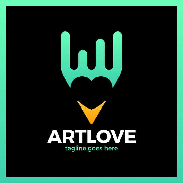 Amore arte matita logo — Vettoriale Stock