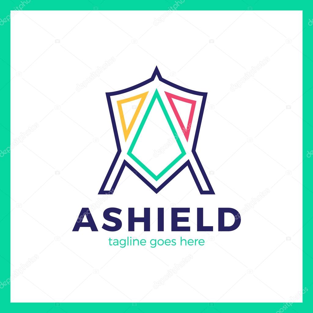 Letter A Line Shield Logotype