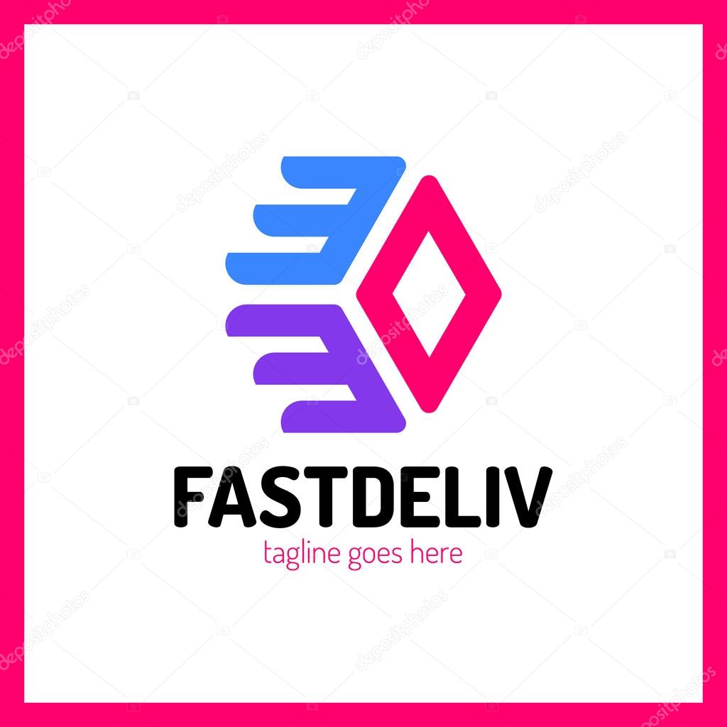Fast Delivery Logo. Hexa Arrow Logotype