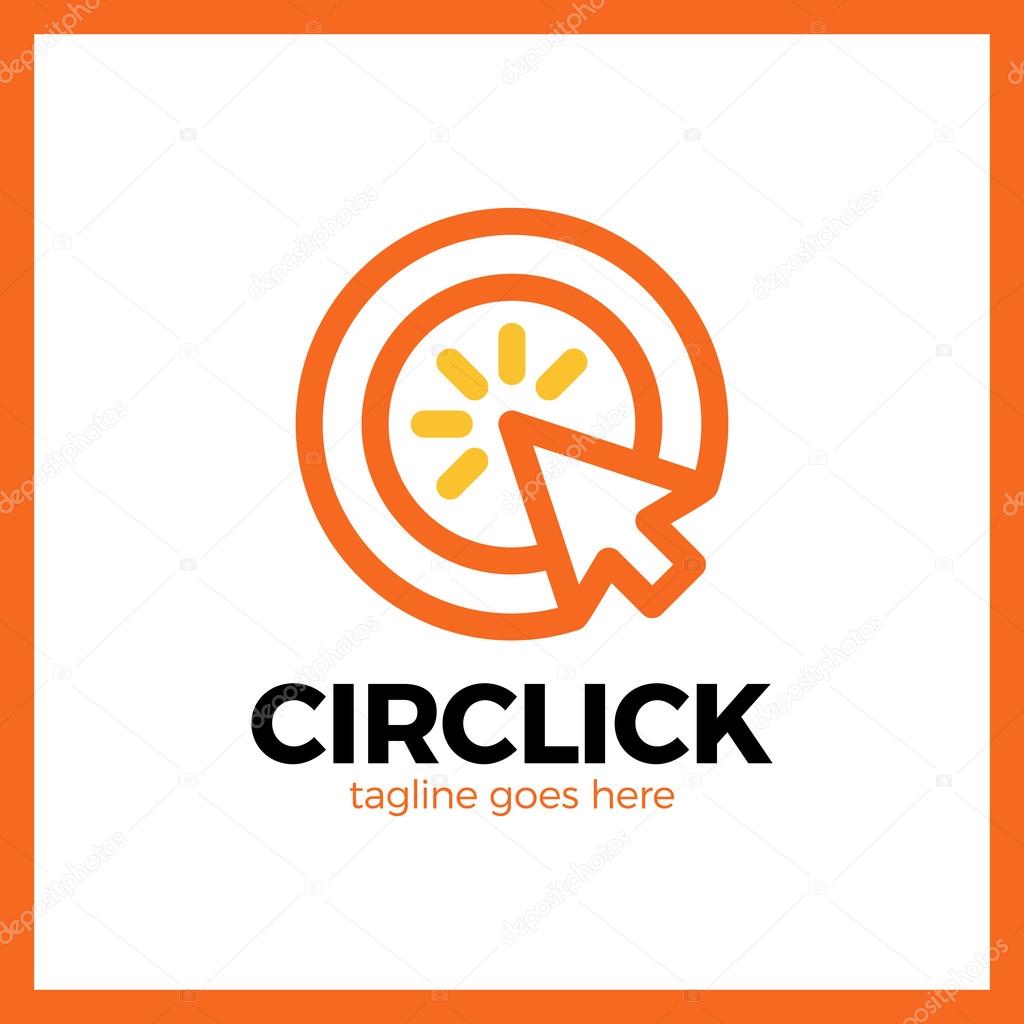 Circle Arrow Click Logo. Line Mouse cursor Logotype