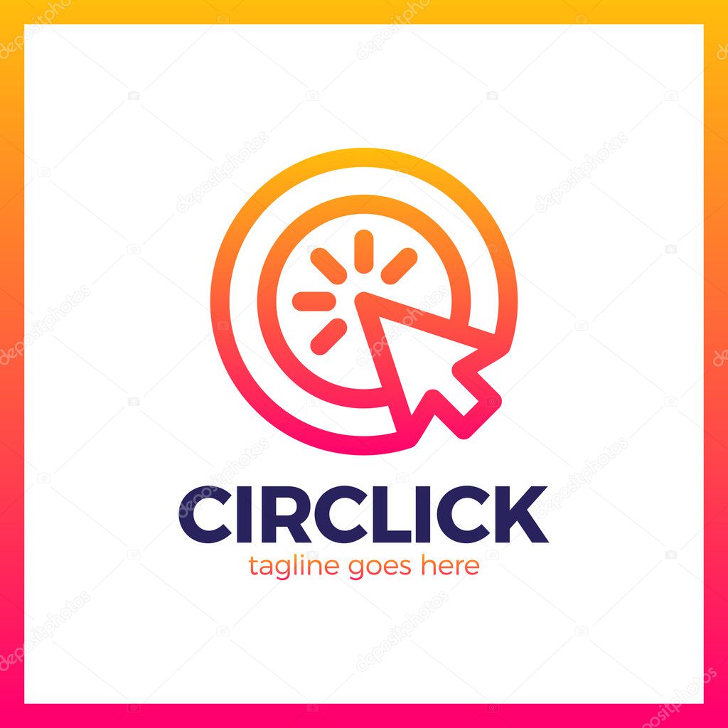 Circle Arrow Click Logo. Line Mouse cursor Logotype