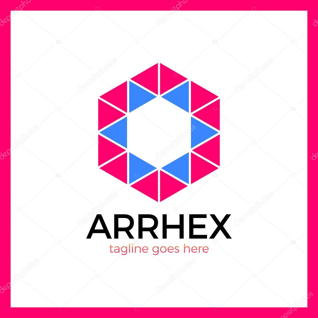Hexagon Triangle Arrow Logo. Polygonal Logotype