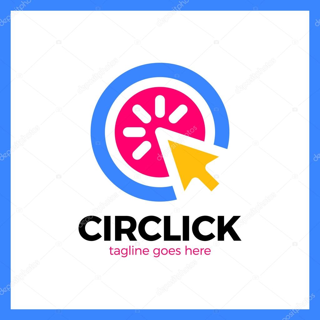 Circle Arrow Click Logo. Line Mouse cursor Logotype