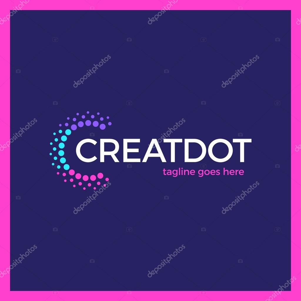 Clever logo. Creative logo. Dots logo. Point logo. Colorful logo. Letter C logotype. Smart logo. Idea logo