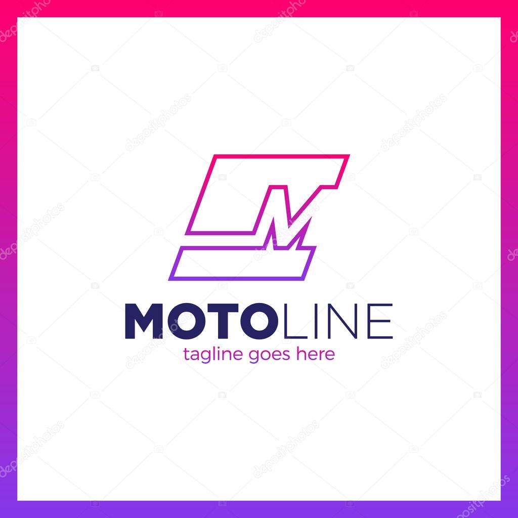 Abstract letter M logo design template. Dynamic unusual font. Line pulse Moto