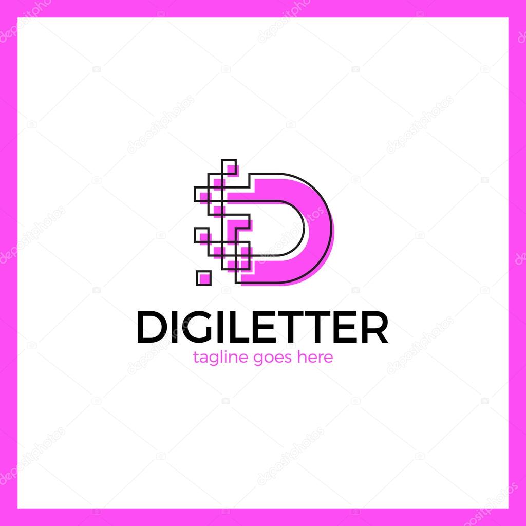 Business corporate letter D logo design vector. Colorful letter D logo vector template. Letter D logo for technology. Pixel logo