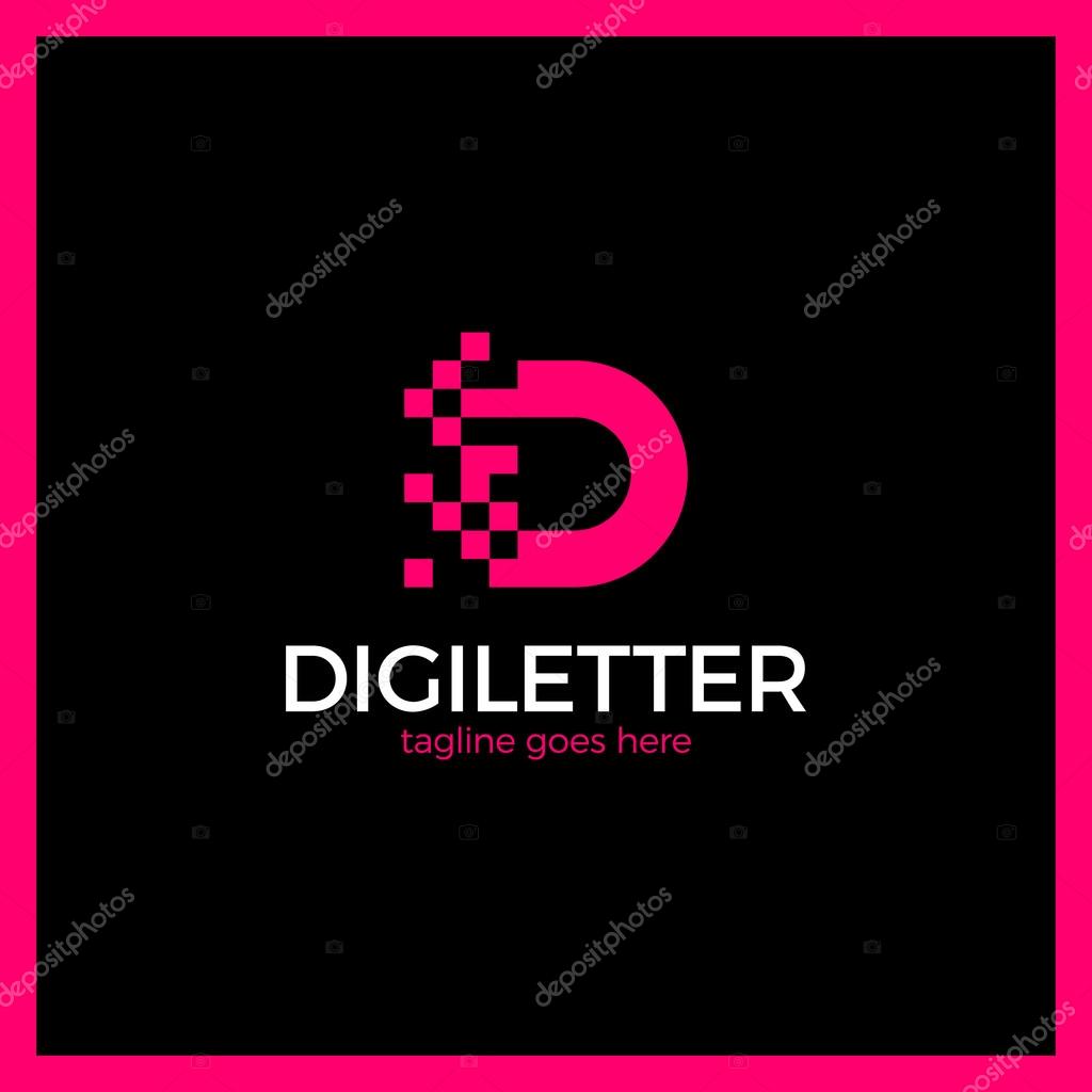 Business corporate letter D logo design vector. Colorful letter D logo vector template. Letter D logo for technology. Pixel logo