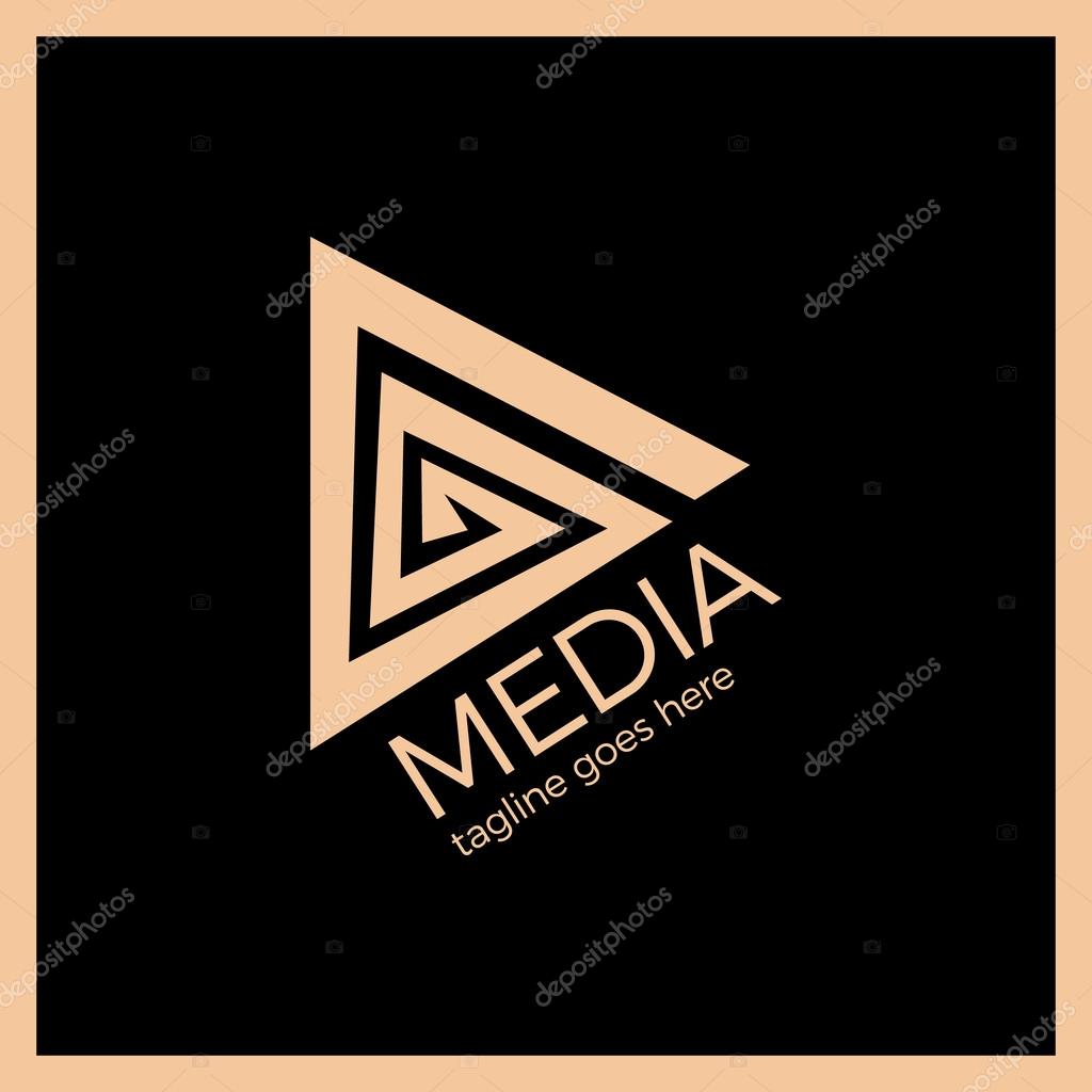 Media Spiral Play Logo. Abstract Audio Video logotype. Fashion and luxury