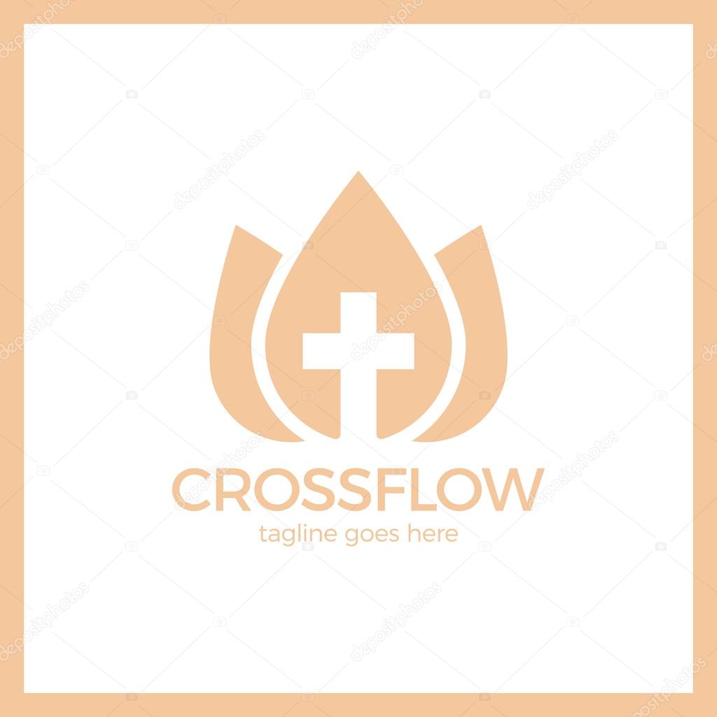 Flower Crown Cross Logo - Church Calvary. Fashion and luxury