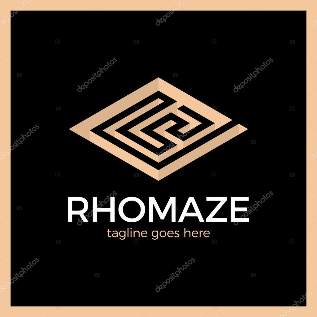 Rhomb Square Maze Logo. Labirint Logotype