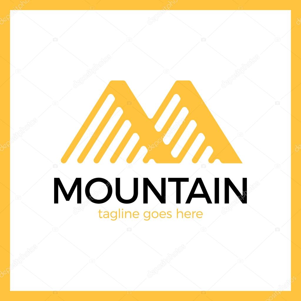 Line Mountain Letter M Logo. Fashion Logotype.