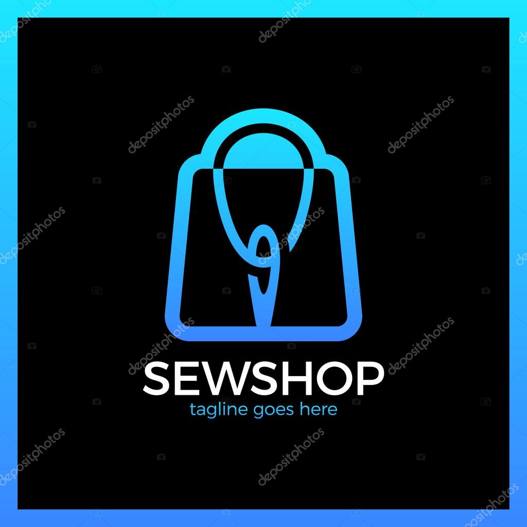 Sewing Shop Logo. Handicraft Thread Logotype.
